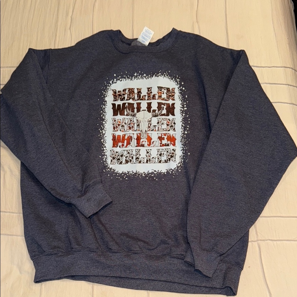 Port and Company Gray Crewneck Sweater with Graphic Design